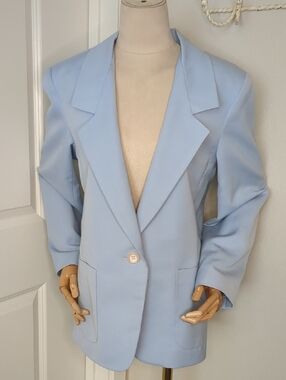 Vintage 70s Pastel Blue Blazer Inner Visions By Ship N Shore  SZ 10